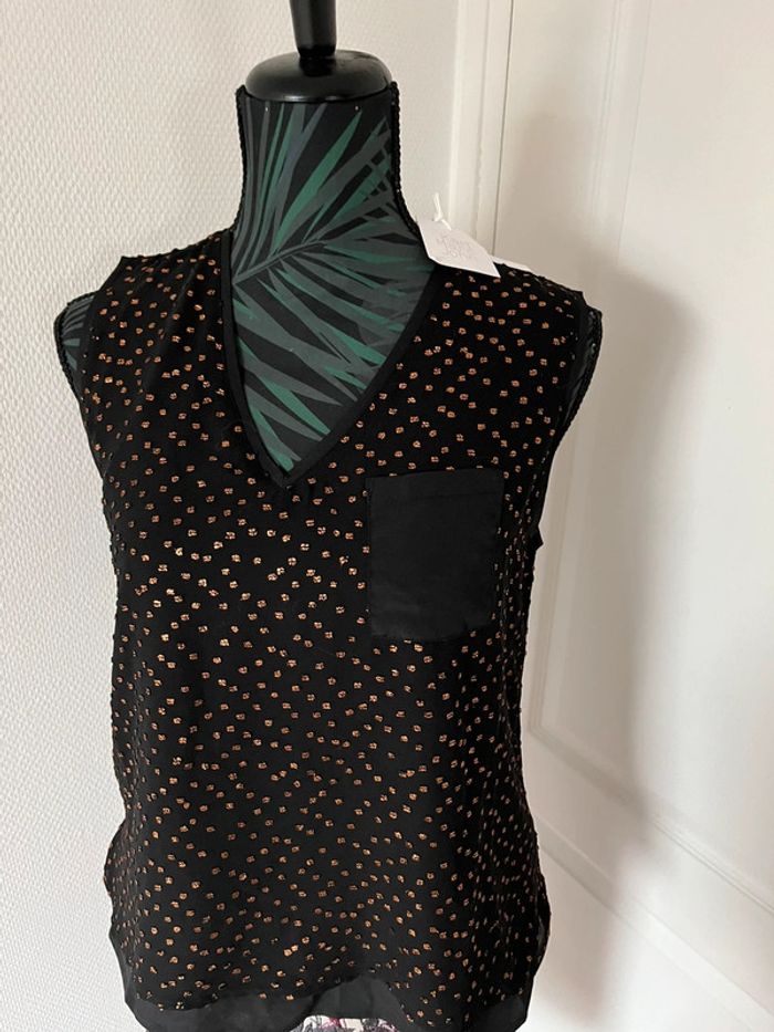 Blouse noire plumetis dorés Karl Marc John
