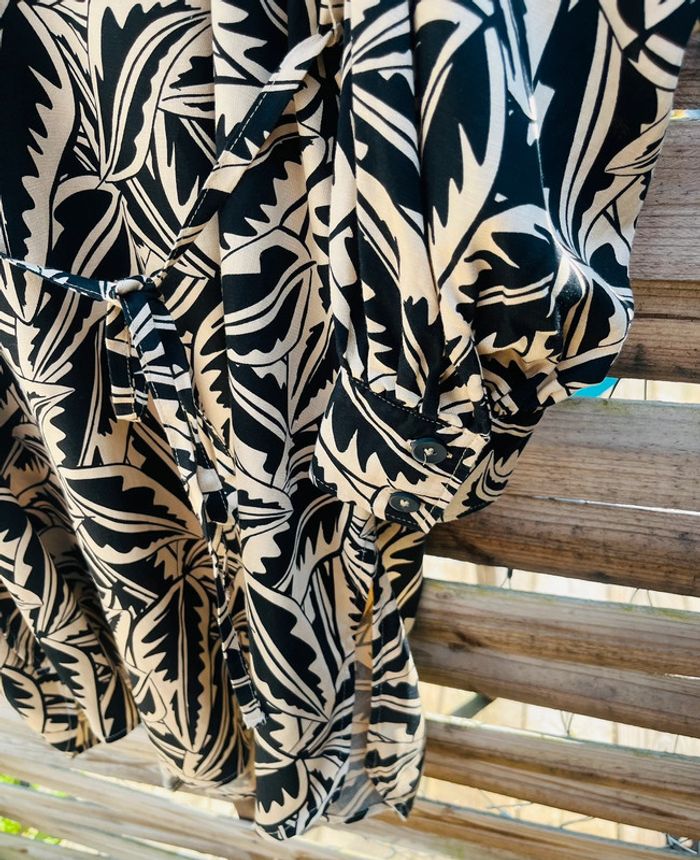 Robe à motifs noir & beige - Taille 48 - photo numéro 7