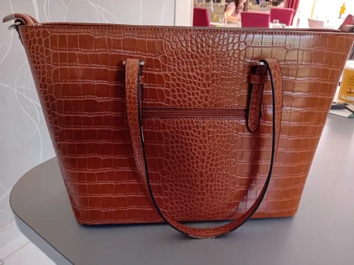 Sac Cabas Croco Format A4 Similicuir - Flora Co Paris - Camel - photo numéro 3