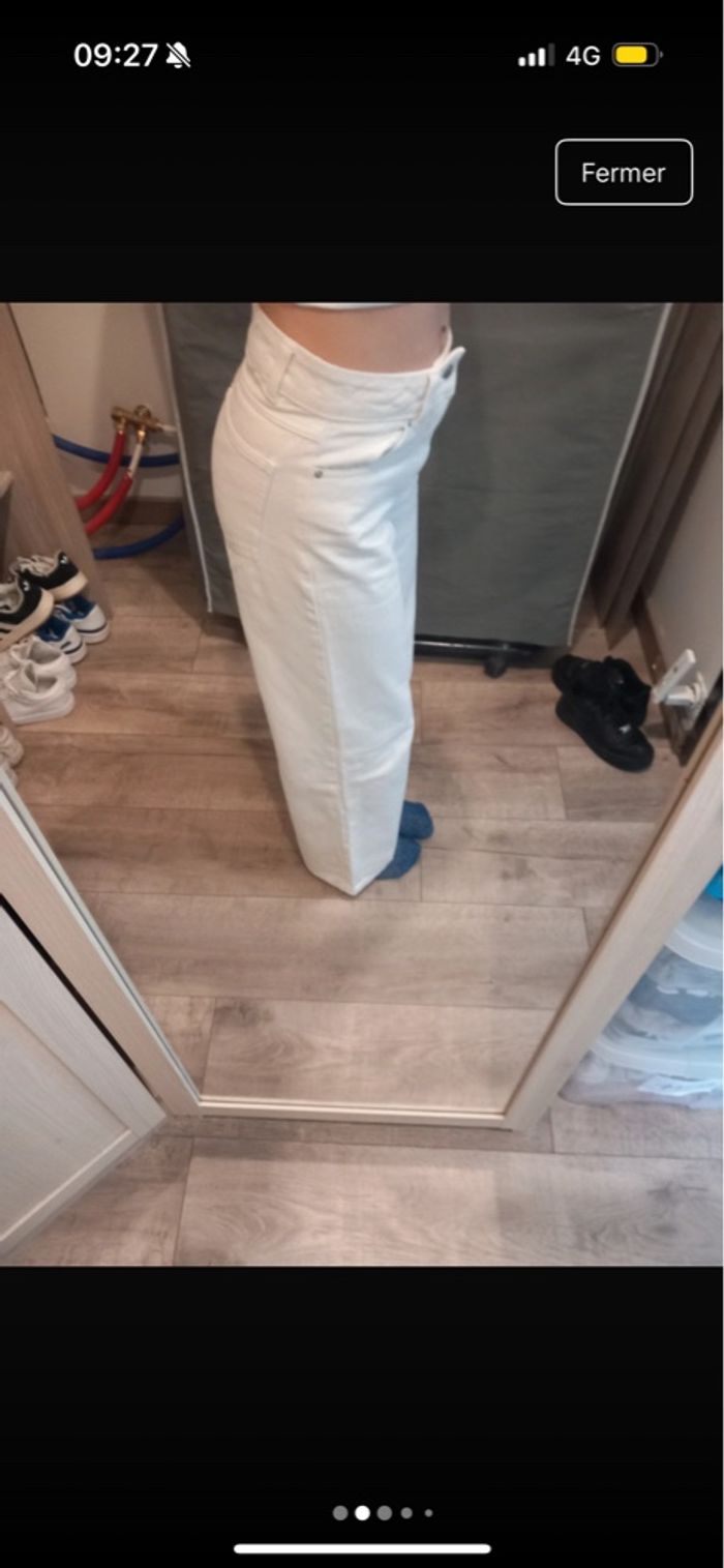 jeans wide leg blanc femme - photo numéro 2
