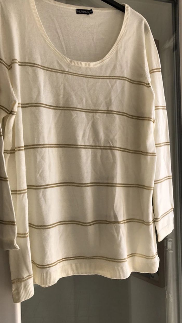 Joli pull femme beige et doré - photo numéro 2