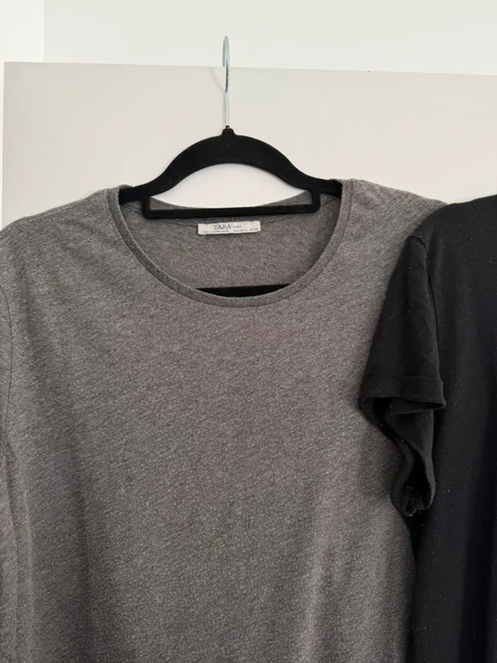 T-shirt femme Zara primark noir rose gris M L Haut fluide blouse camicia blusa camisa top Ricamo - photo numéro 3