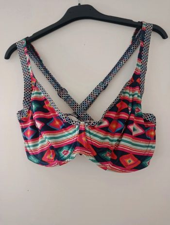 Haut maillot de bain coloré rose bleu réglable 85E