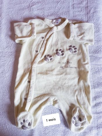 Pyjama velour kitchoun 1 mois