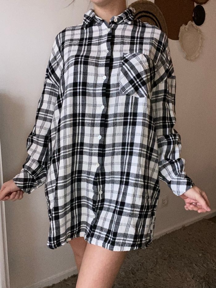 Super robe chemise à carreaux noir et blanc stradivarius taille s