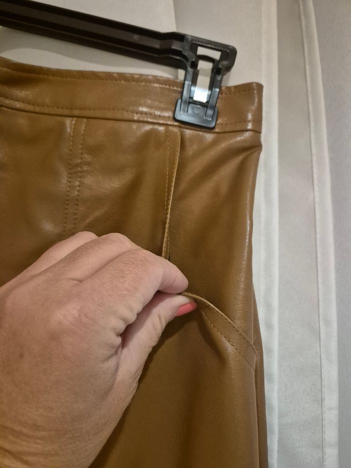 jupe courte femme simili cuir marron taille 38 - photo numéro 2