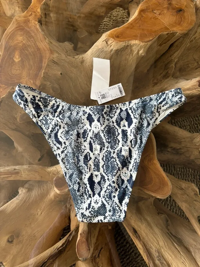 Bas de maillot de bain femme Etam bleu blanc serpent high leg - photo numéro 3