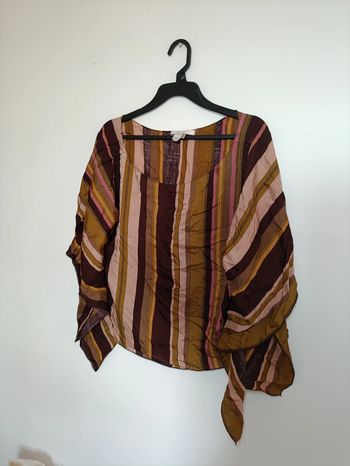 Haut ample rayé Zara Basic vintage style poncho, fin