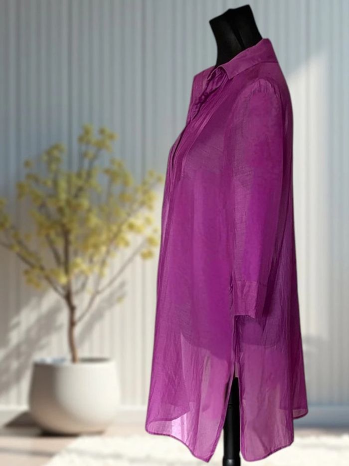 Tunique légère en coton et soie fuchsia – Diana Gallesi T.40 - photo numéro 2