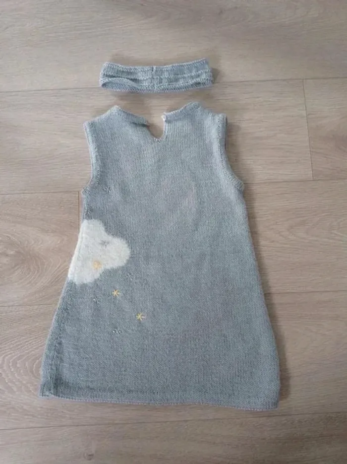 Robe grise et bandeau laine 4 ans - photo numéro 3