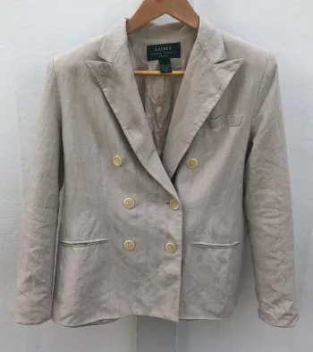 Blazer Beige Lauren Ralph Lauren en Soie et Lin - Taille S Femme