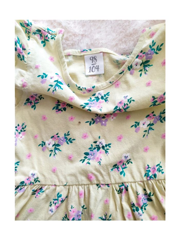 Robe été vintage coton jaune fleurs fille 3-4 ans 98-104 cm style rétro champêtre - photo numéro 2