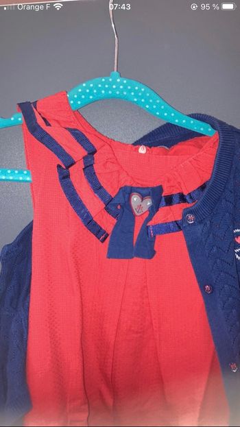 Robe et gilet sergent major roge bleu 7ans tbe