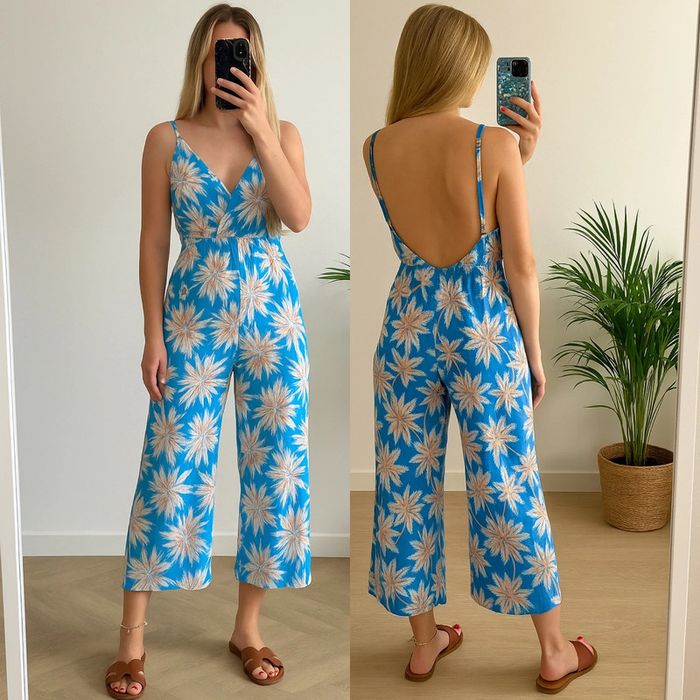 Combinaison d’été fluide bleu motifs palmiers taille XS - Roxy