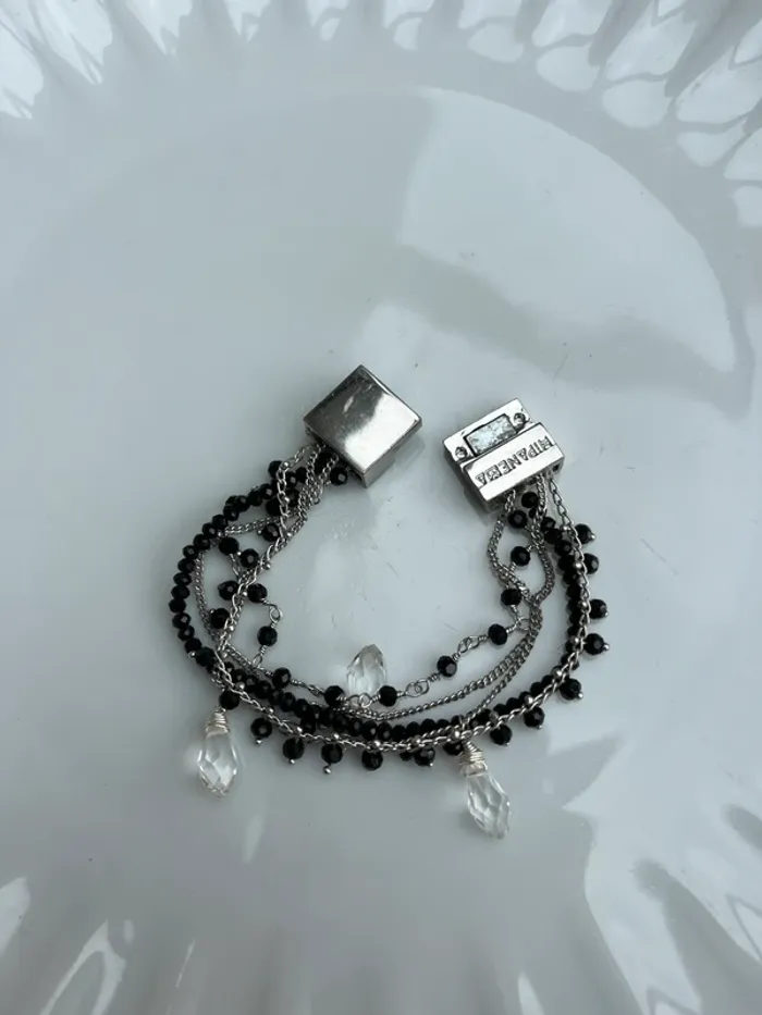 Hipanema - Bracelet argenté noir manchette à breloques - photo numéro 5