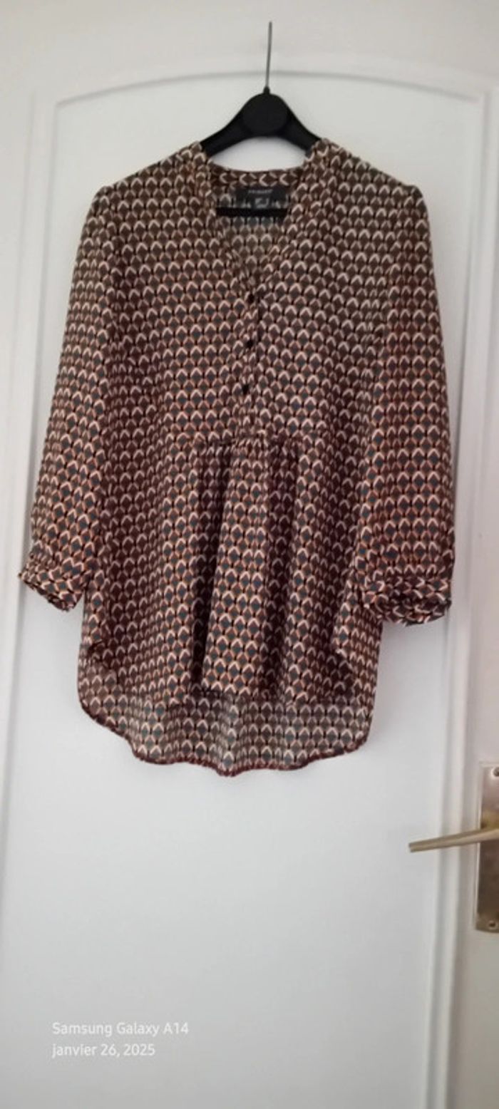 Tunique fluide motif losanges arlequin coloré marron femme xs primark - photo numéro 3