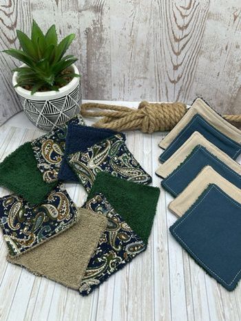 Lingette lavable et réutilisable lot de 14 en éponge coton