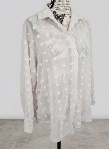 🌸Chemise fluide Zara blanche - Détails pois texturés - Taille S🌸