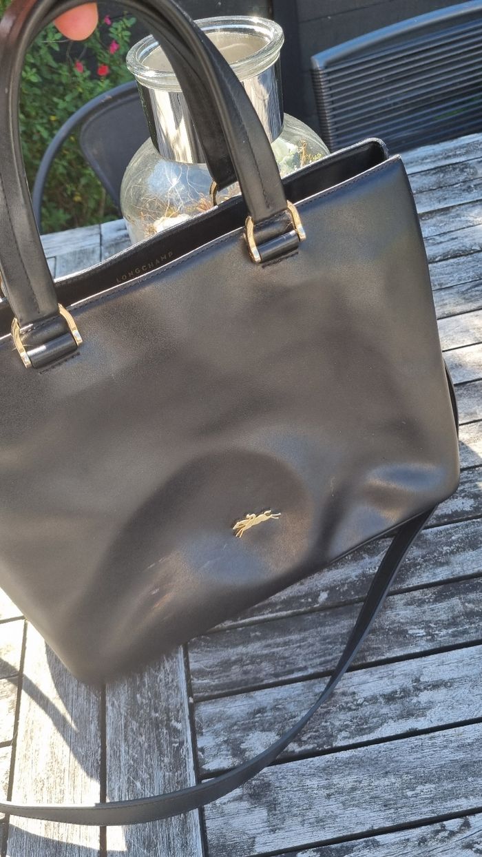 Sac longchamp cuir pleine fleur anses et lanières authentique 3 rangement - photo numéro 8