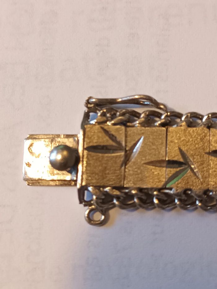 Bracelet articulé en argent gravé vintage - photo numéro 9