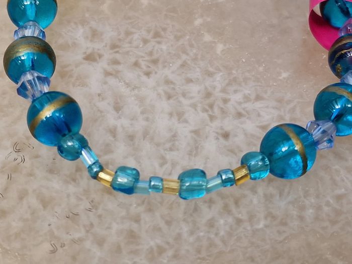 Bracelet Elastique Perles Bleu Dorée Turquoise - photo numéro 9