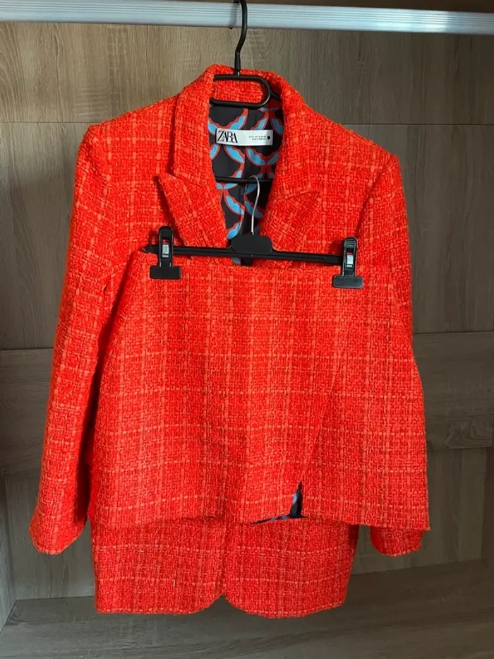Ensemble tailleur jupe Zara tweed taille S - photo numéro 7