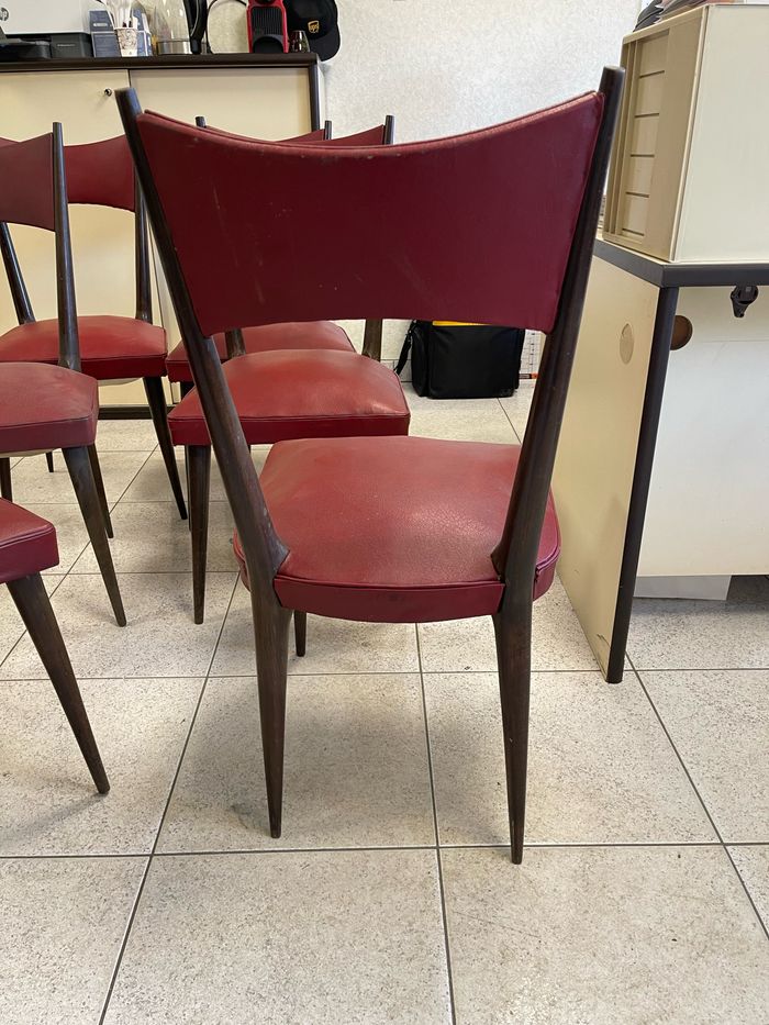 Lot de chaises vintage skaï rouge - photo numéro 2