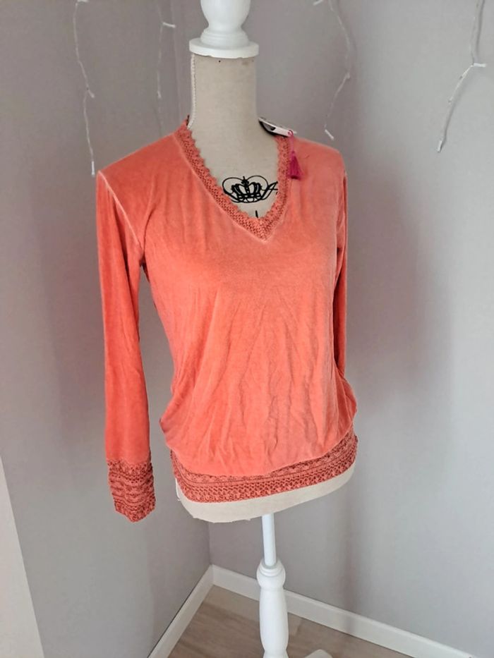Top tunique manches longues corail Pink planet. Taille 1