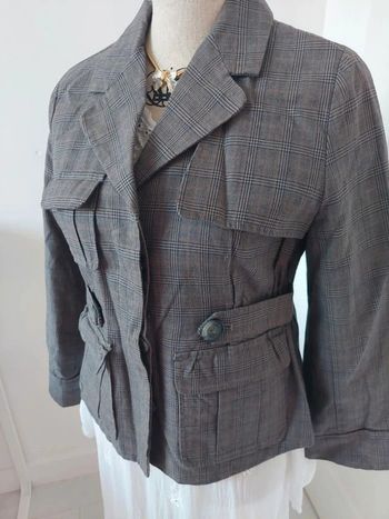 Veste vintage grise à carreaux Kookai taille 40 coton.