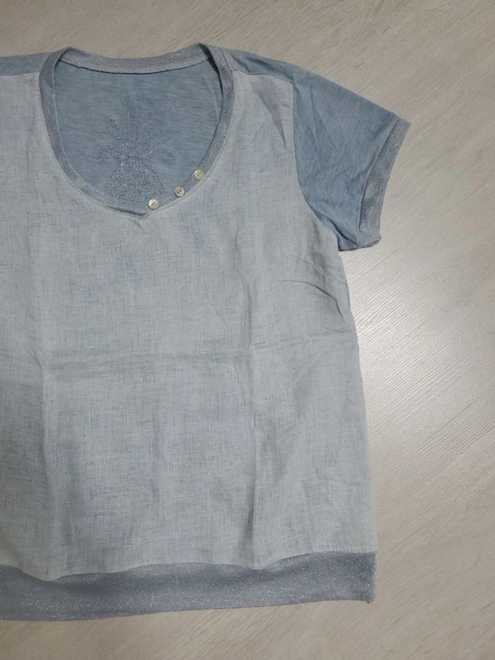 Tshirt en lin et coton - Ananas - photo numéro 2