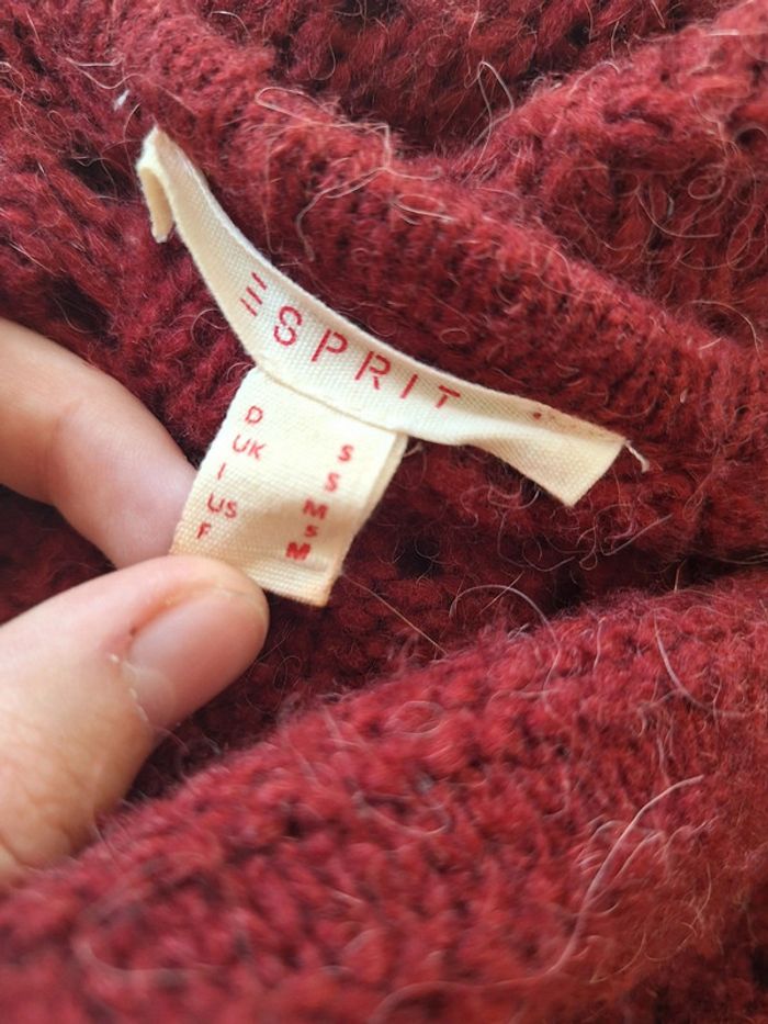 Chale/gilet en laine, alpaga et acrylique rouge bordeau femme S - photo numéro 5