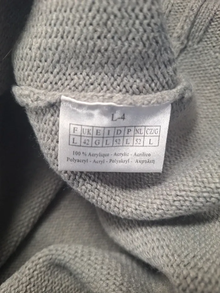 Pull Longboard gris à rayures homme taille L - brodé (641) - photo numéro 6