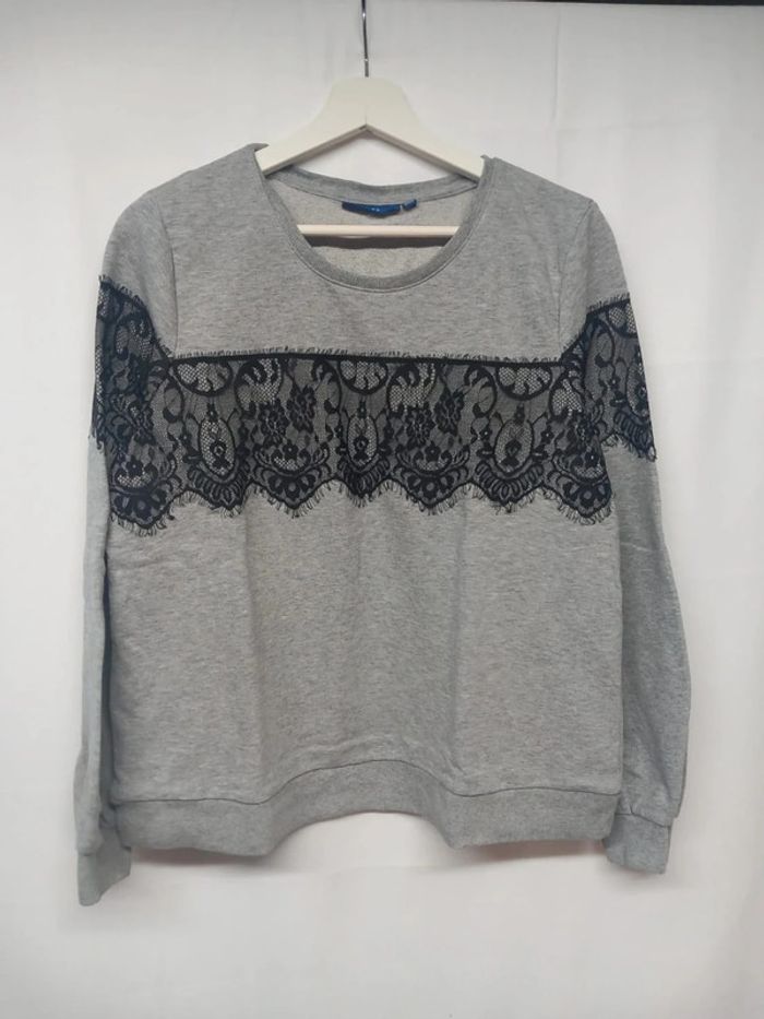 Pull/Sweat Vintage Gris dentelle - photo numéro 2