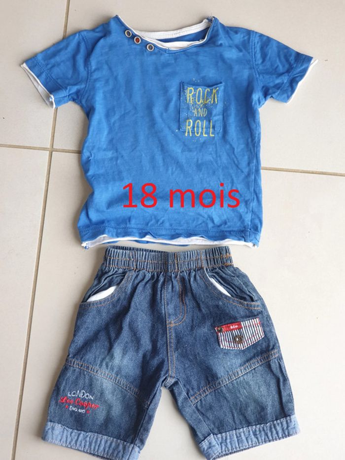1 short 18 mois lee cooper et 1 t shirt bleu 18 mois