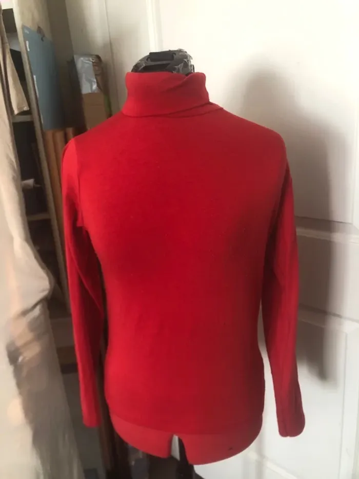 Pull col roulé rouge T38 femme 👚 - photo numéro 2