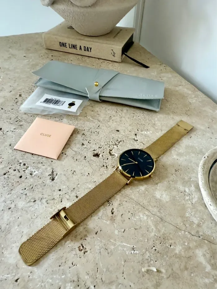Montre cluse or doré noir la bohème maille bracelet Boho Chic Watch mesh Black Gold Colour bijoux - photo numéro 5