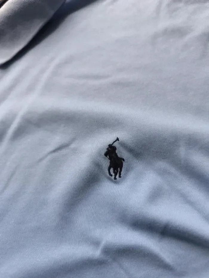 Polo Ralph Lauren homme pima coton 3XB bleu clair logo marine excellent état - photo numéro 4