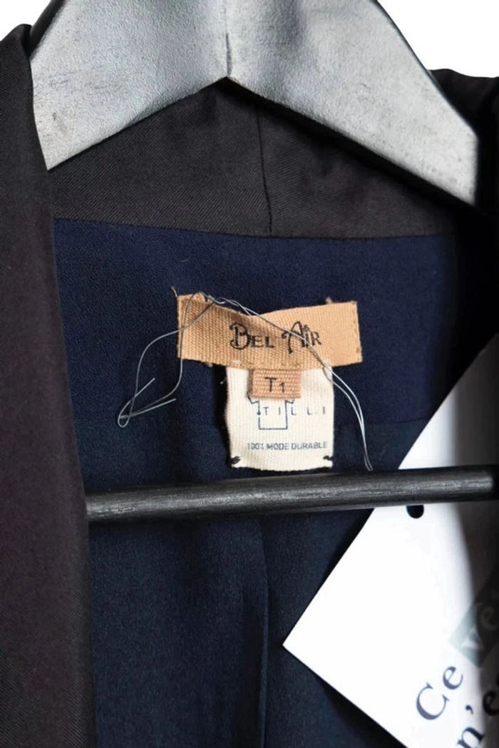 Veste blazer bleu marine Bel Air – Taille S – Pièce unique upcyclée par Tilli - photo numéro 11