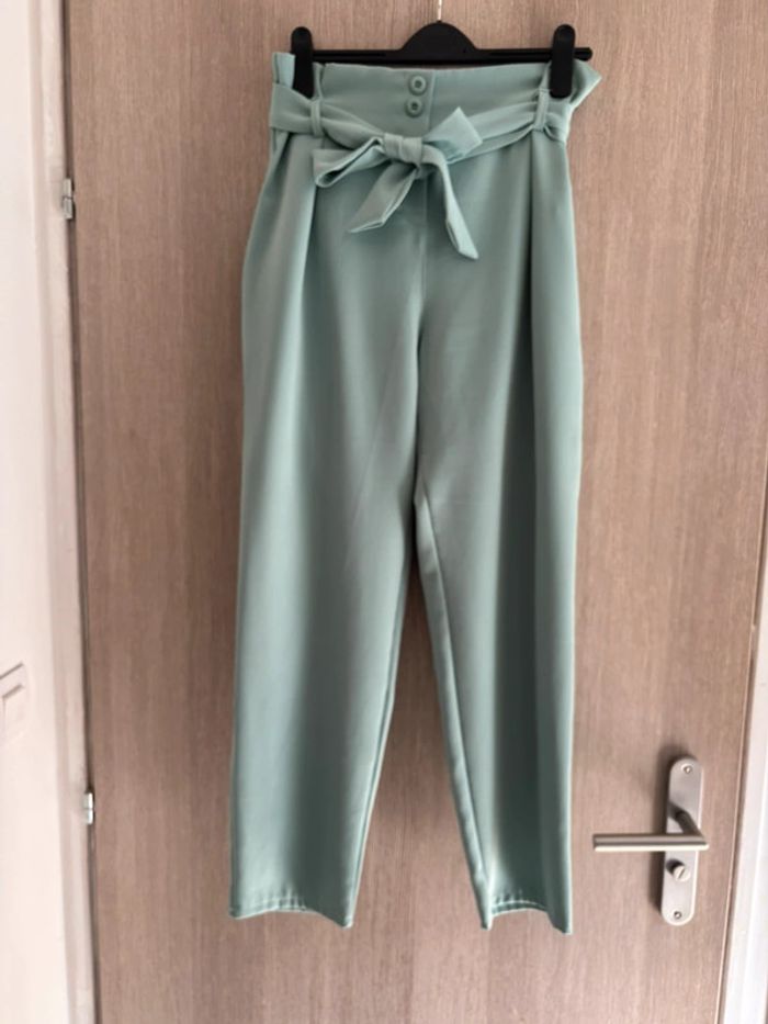 Pantalon 7/8 eme taille haute vert d’eau - Juste elles - T42