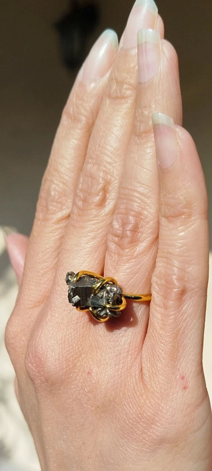 Magnifique 🎀 bague Unique en Pyrite Naturelle - photo numéro 7