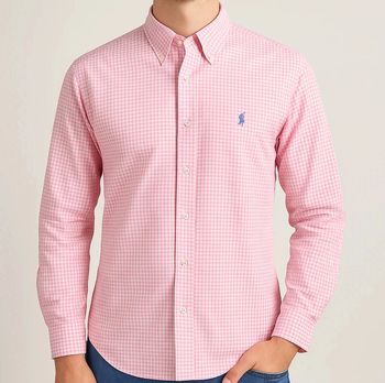 Chemise Polo Golf Ralph Lauren – Carreaux Roses & Blancs – Custom Fit – Vintage Y2K