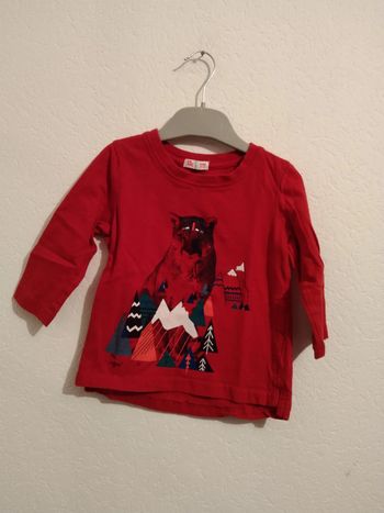 tee shirt rouge manches longues dpam garcon 3 ans