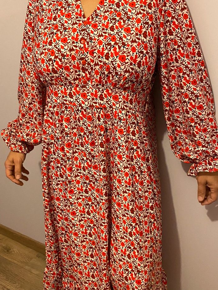 Robe été fleurie longue décontractée - 40/42 L neuf .