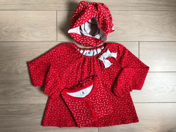 Ensemble cardigan + blouse + snood en tubique collection Noël Petit bateau T-8 ans