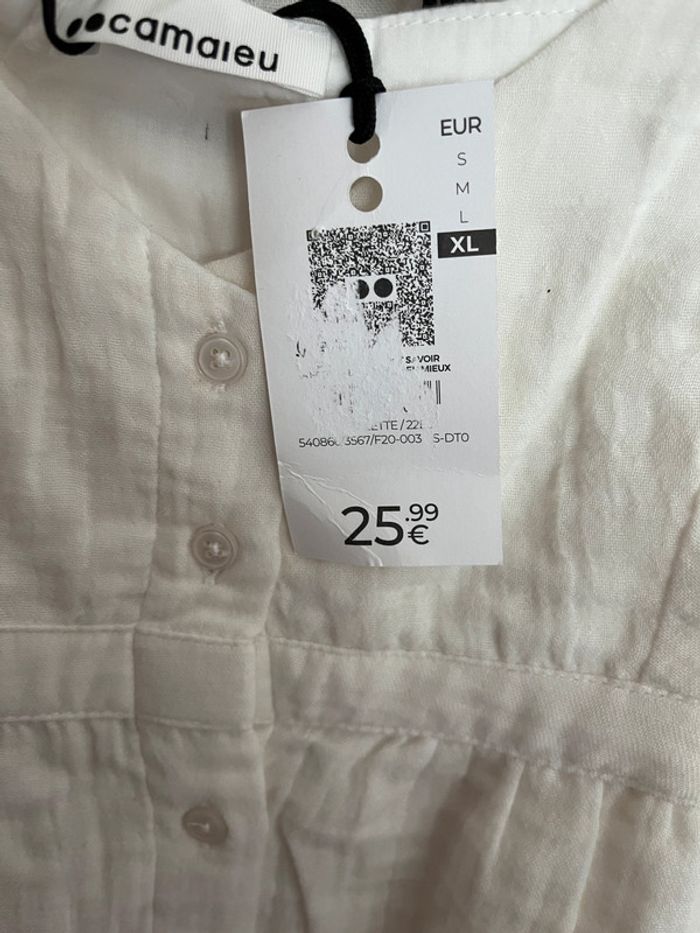 Top, débardeur blanc, bretelles ajustables, 100 % coton, taille XL - photo numéro 4