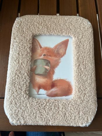 Cadre déco enfant – illustration renard – cadre bouclette beige