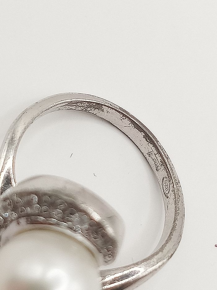 Anello vintage donna argento 925 zirconi perla misura 13.5 - photo numéro 8