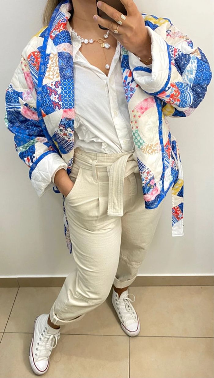 Veste Kimono Matelassé Oversize Idéal Pour La Mi Saison Taille S-M Et Plus - photo numéro 8