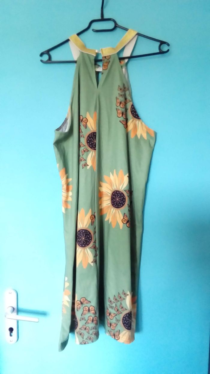 🌞 Robe d'été verte avec tournesols et papillons taille 40 🌞 - photo numéro 2