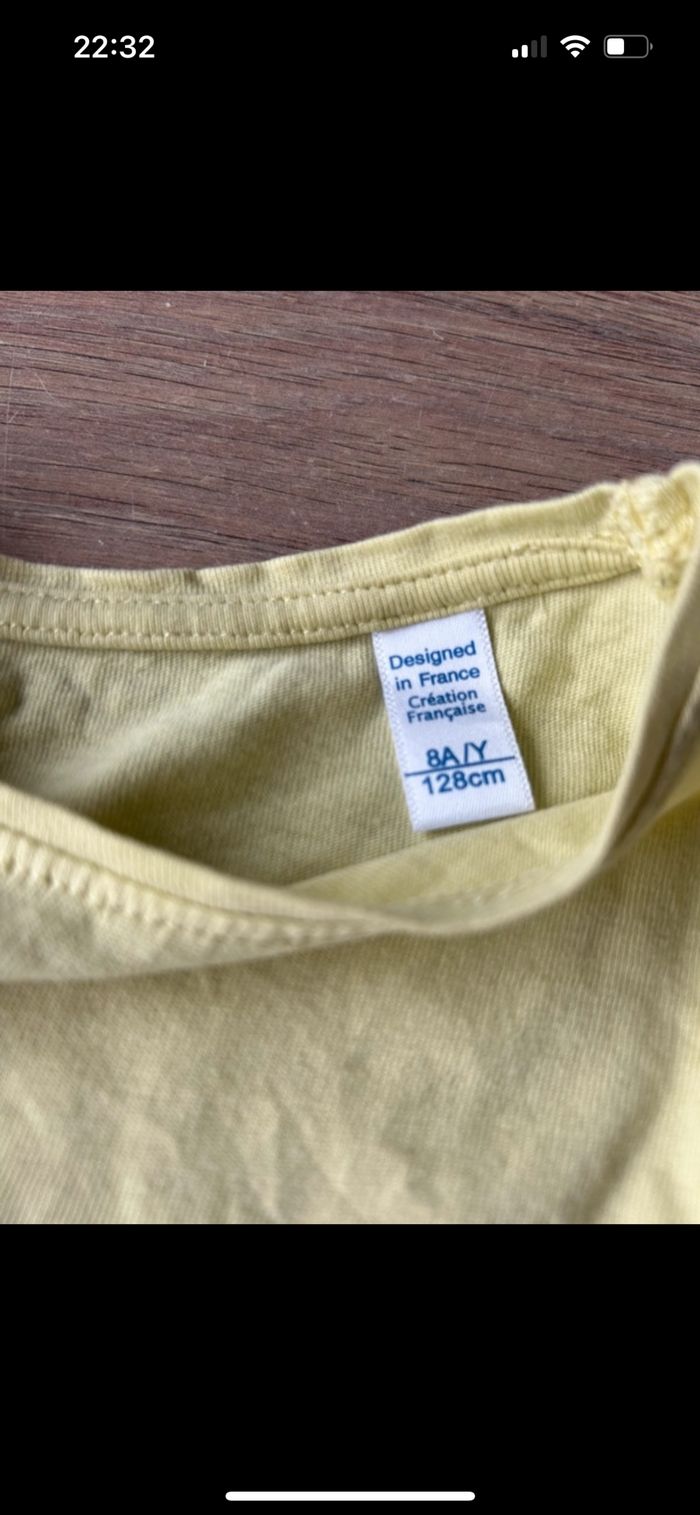 Teeshirt manches courtes jaune claire 8 ans - photo numéro 3